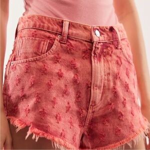 We the free Women's Distressed Pink Denim Shorts